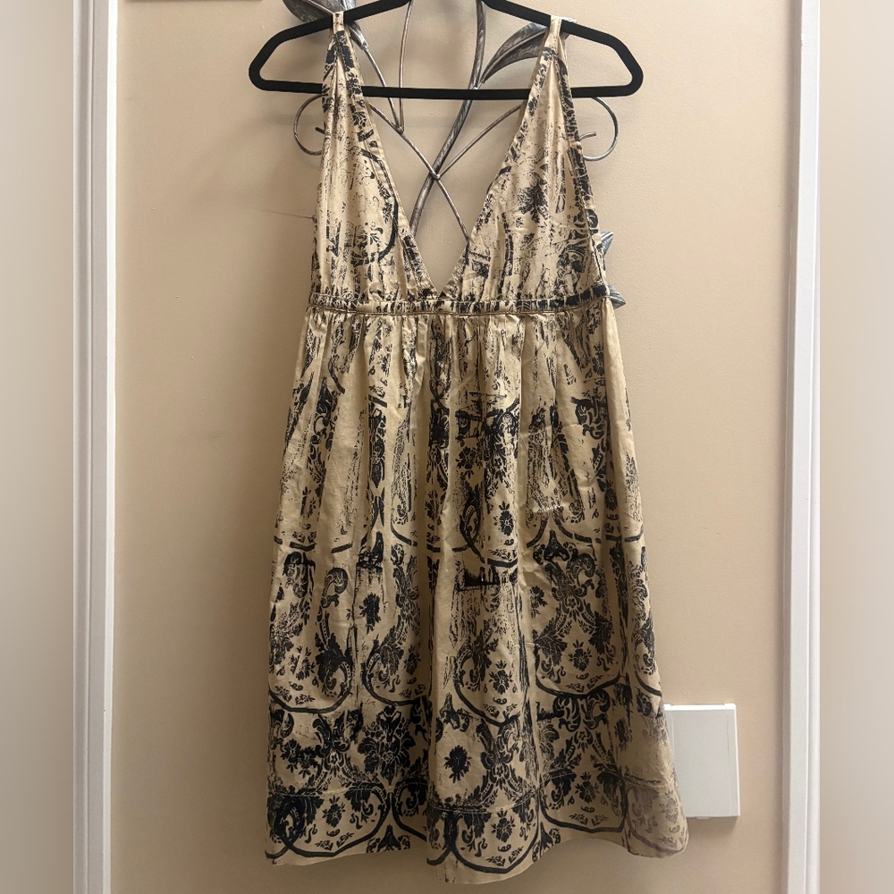 Miu Miu Cream And Black Pattern Dress